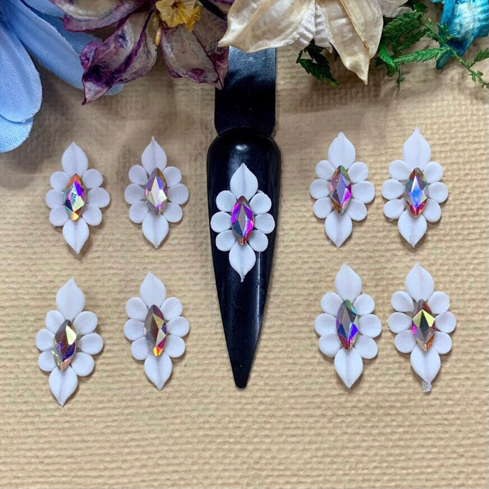 04 Pieces Acrylic 3D Flowers Bow Nails