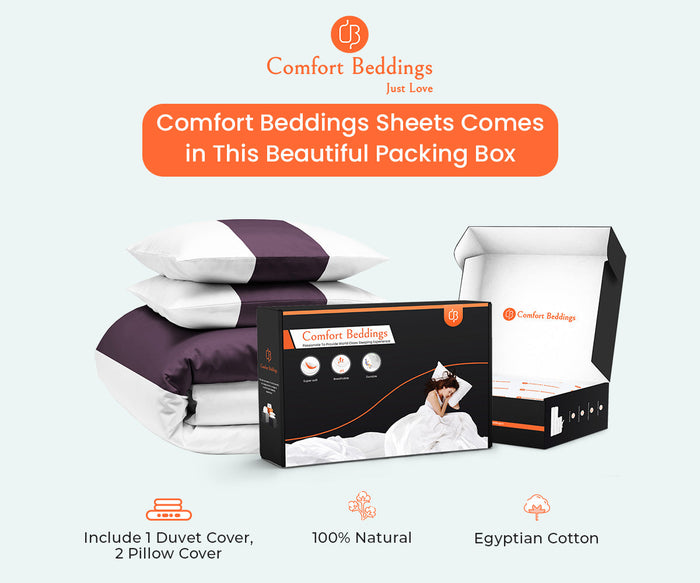 1000TC Premium Plum contrast Colour Bar Duvet Cover