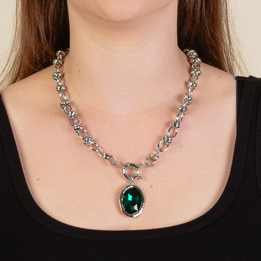 12008 - Crystal Pendant Necklace - Green