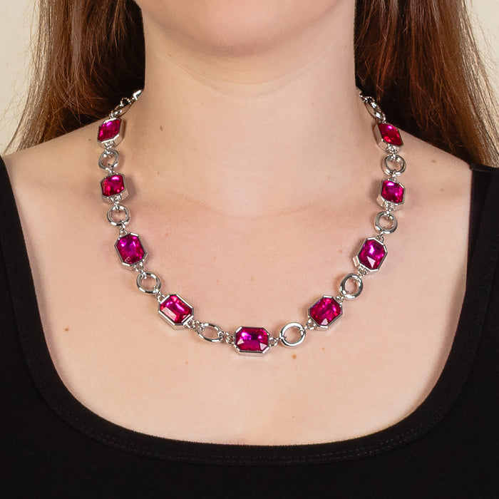 12010 - Crystal Necklace - Fuchsia