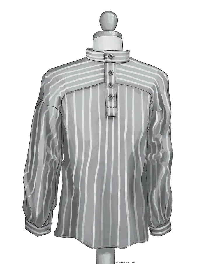 illustration of a Striped shirt on a mannequin with a white background