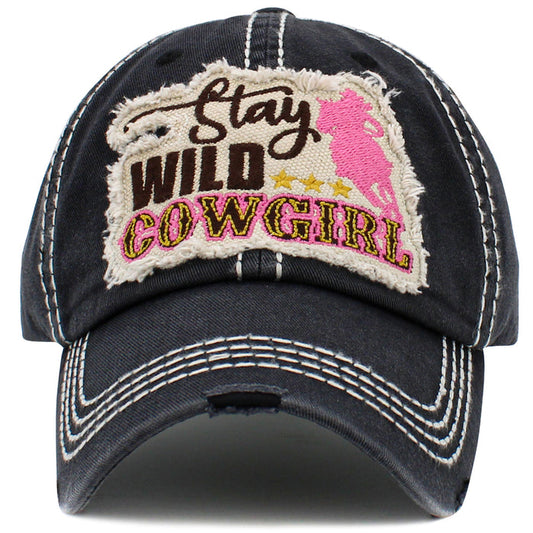 1516 - Stay Wild Cow Girl Hat - Black