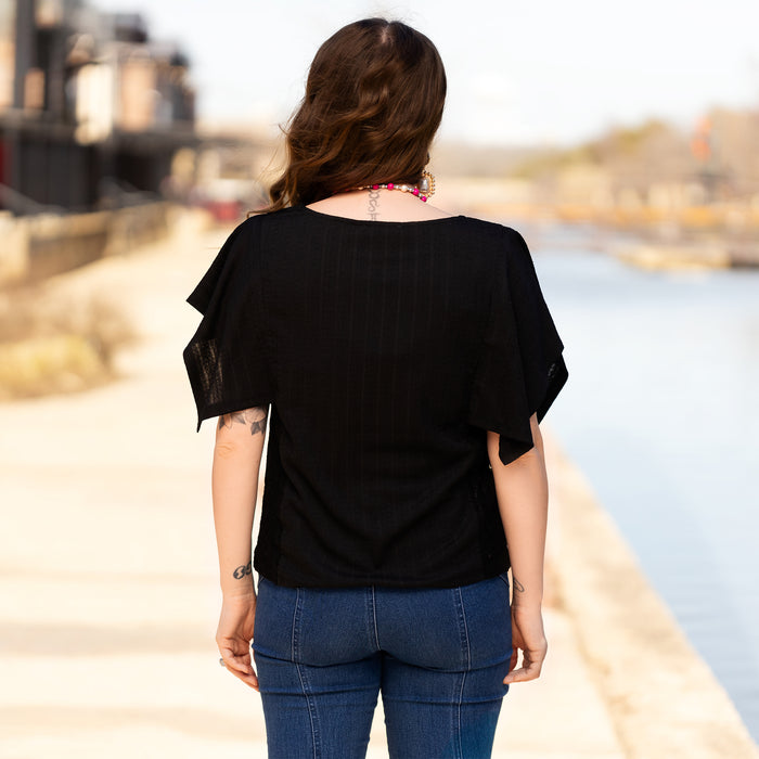 20283 - Half Sleeve Top with Lace Detail