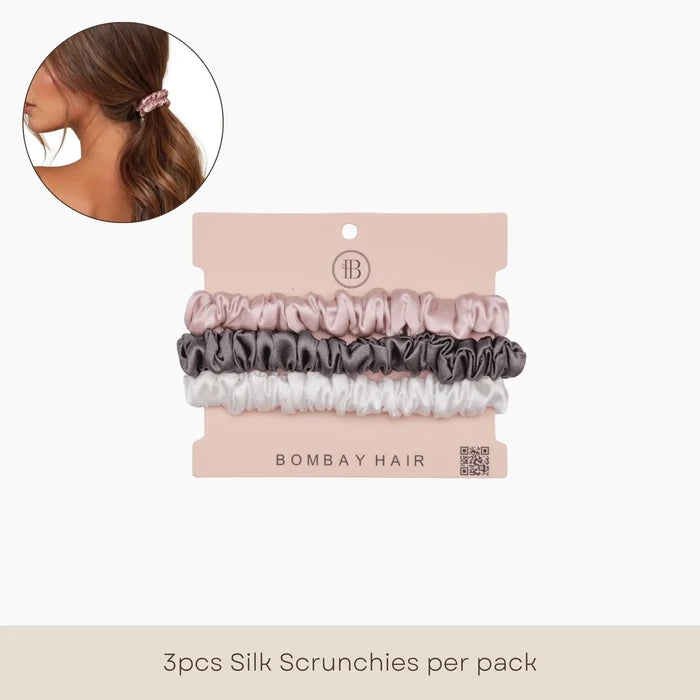3 Silk Scrunchies (Skinny) - Multi