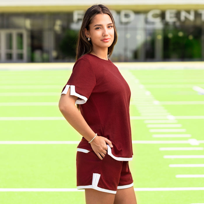 30038 - Game Day Top & Shorts Set with Pockets - Maroon
