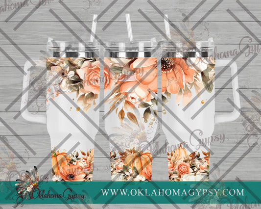 40oz Fall Floral Pumpkin Digital File Wraps