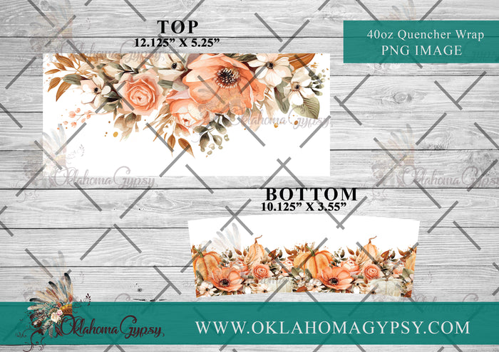 40oz Fall Floral Pumpkin Digital File Wraps