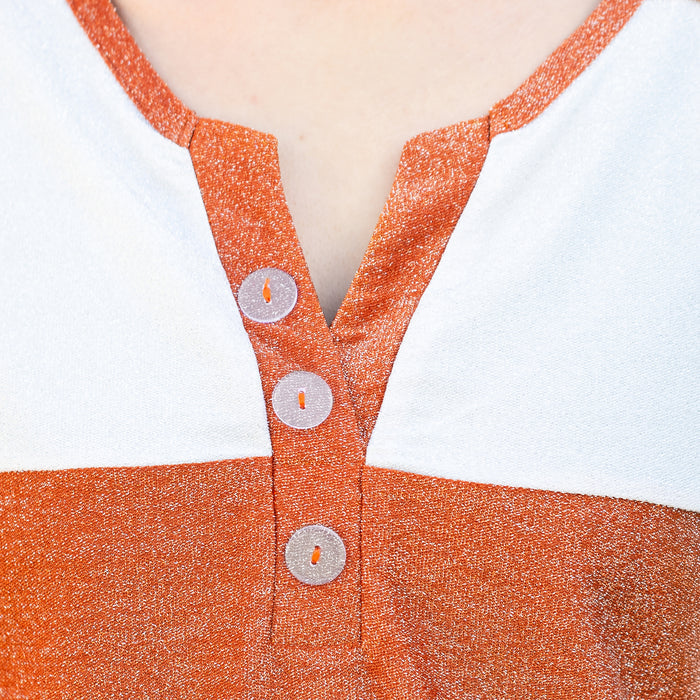 50029 - Game Day Shimmery Top with Accent Buttons - Burnt Orange