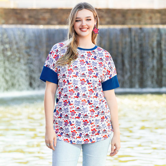 50078 - 4th of July Half Sleeve Top