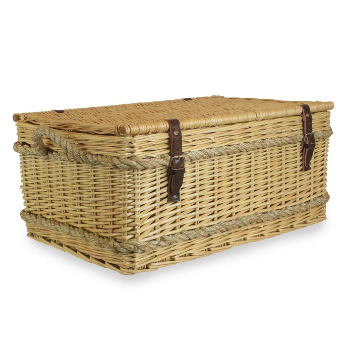 62cm Roped Handled Buff Willow Wicker Picnic Basket