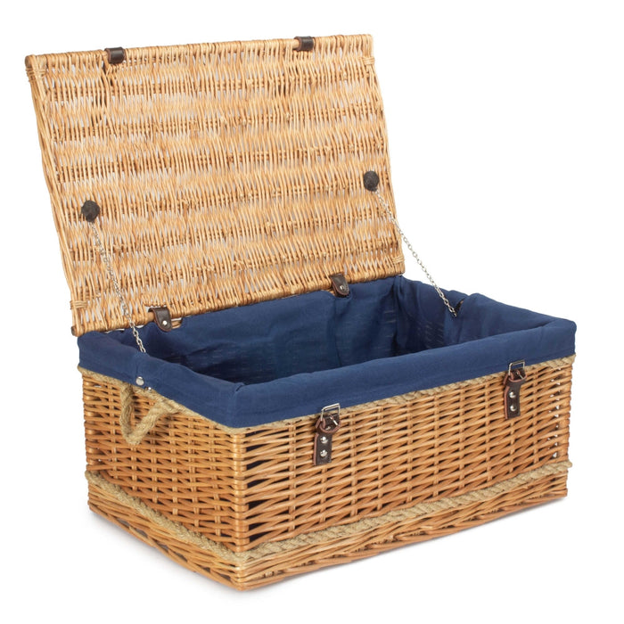 62cm Roped Handled Buff Willow Wicker Picnic Basket
