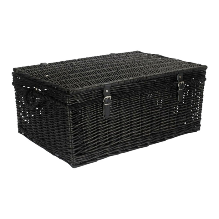 67cm Black Wicker Rope Handled Picnic Basket