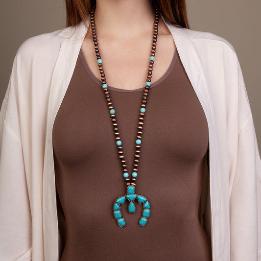 72705 - Squash Blossom Necklace - Turquoise & Copper
