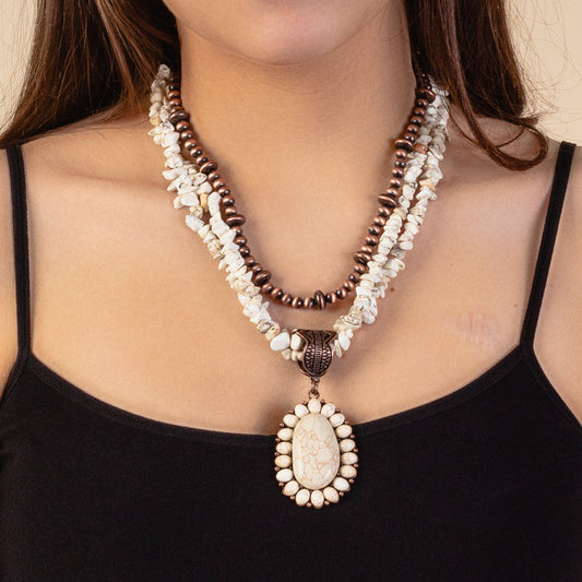 72900 - Squash Blossom Necklace - Ivory & Copper