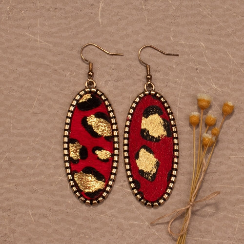 734020 - Bold Print Earrings - Red