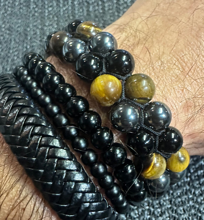 Tiger Eye - Hematite & Obsidian Protection Bracelet