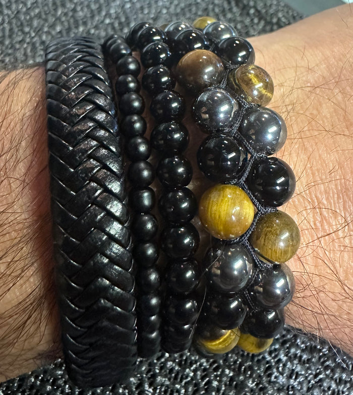 Tiger Eye - Hematite & Obsidian Protection Bracelet