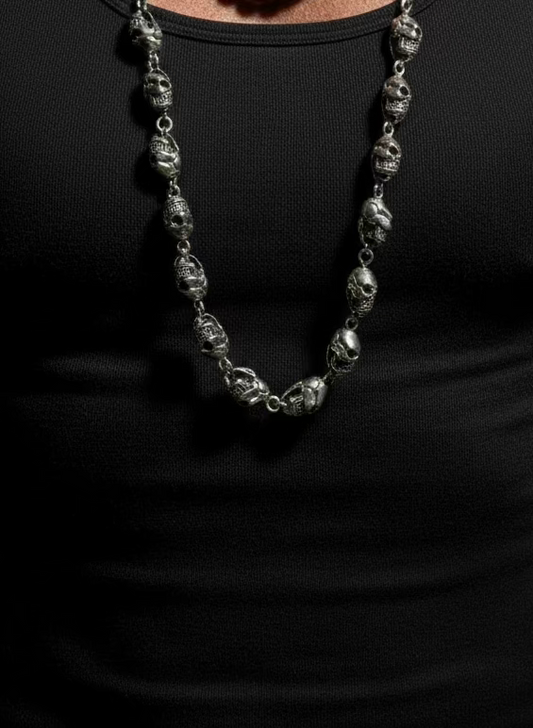 Titanium Skull Link Necklace