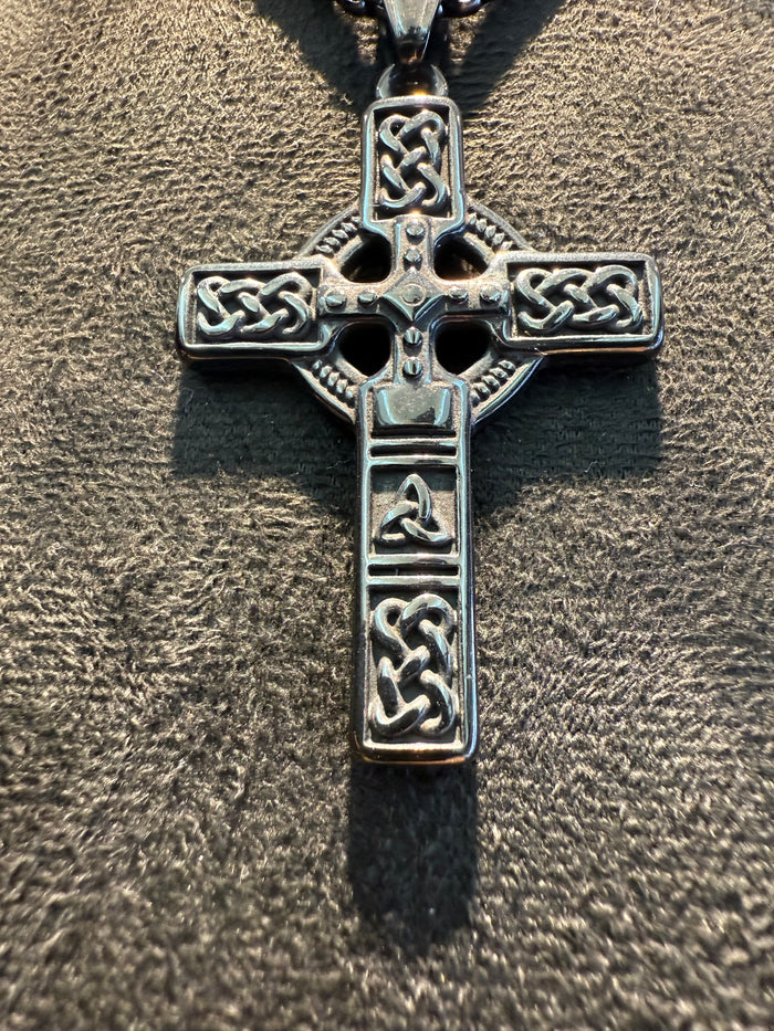 Black Stainless Celtic Knot Cross Pendant