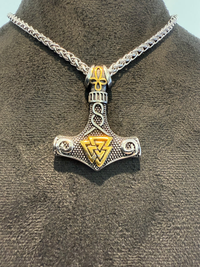 Titanium Mjolnir Pendant And Necklace Set