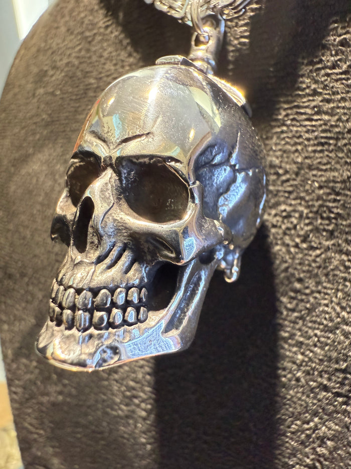 Titanium Skull Pendant & Necklace Set