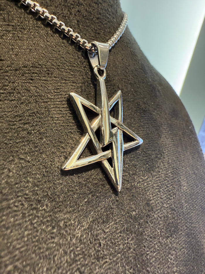 Lightning Bolt Pentagram Pendant & Necklace Set
