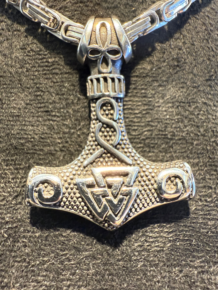 Titanium Mjolnir Pendant And Necklace Set