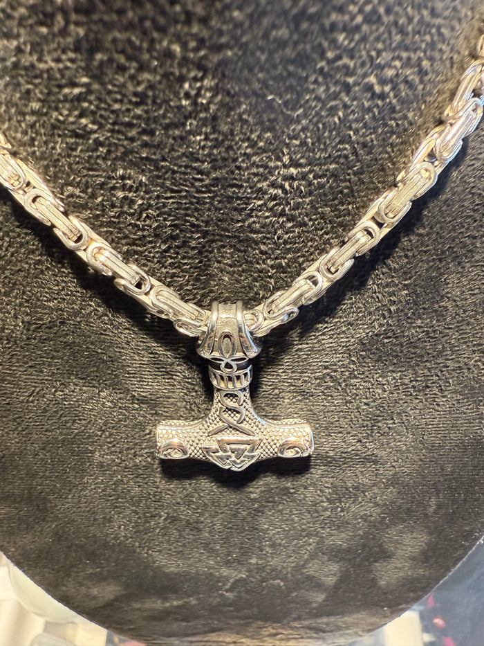 Titanium Mjolnir Pendant And Necklace Set