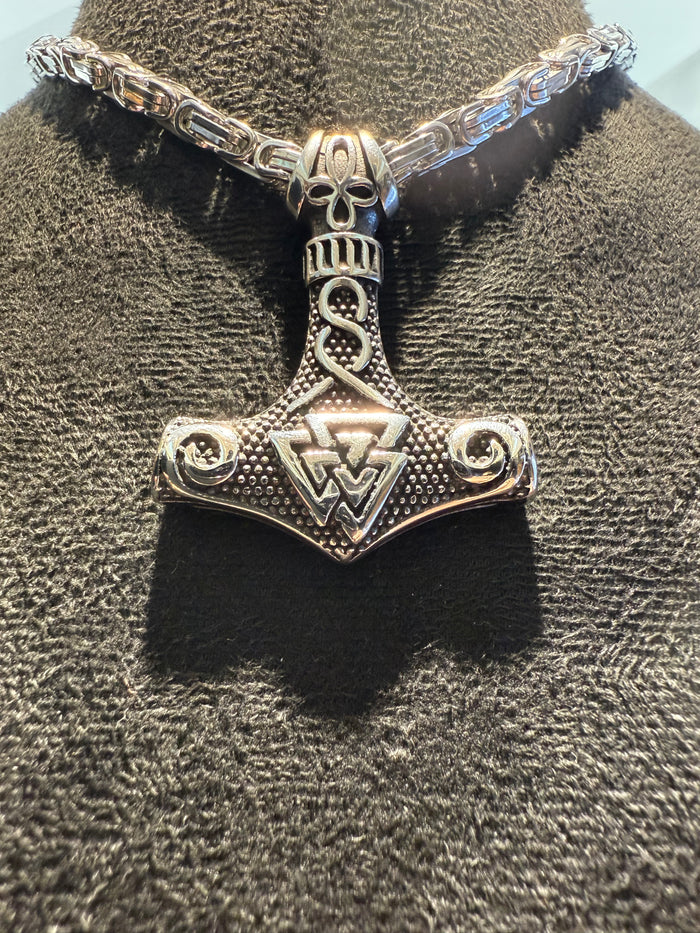 Titanium Mjolnir Pendant And Necklace Set