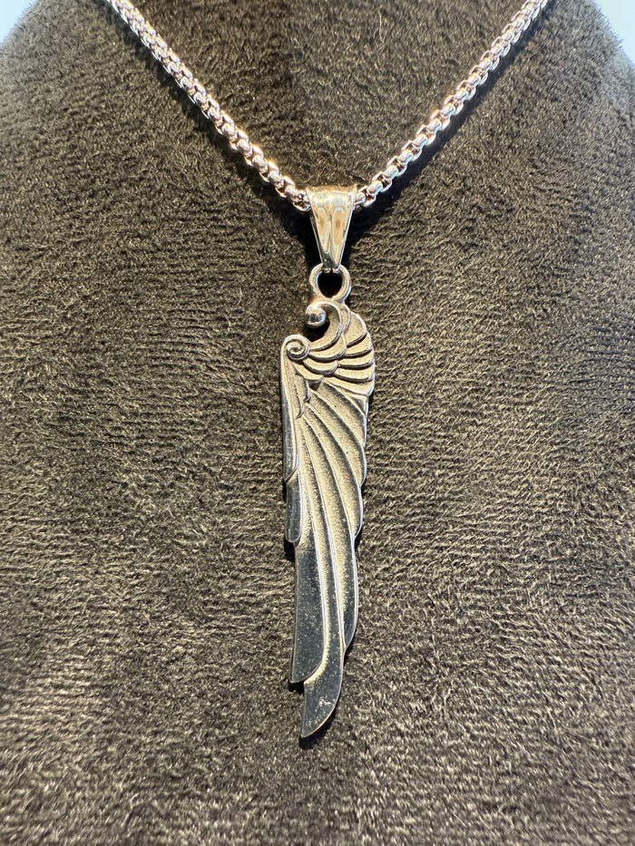 Titanium Anunnaki Wing Pendant & Necklace Set