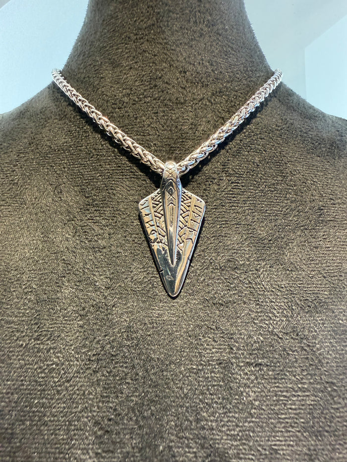 Titanium Rune Arrowhead Pendant & Necklace