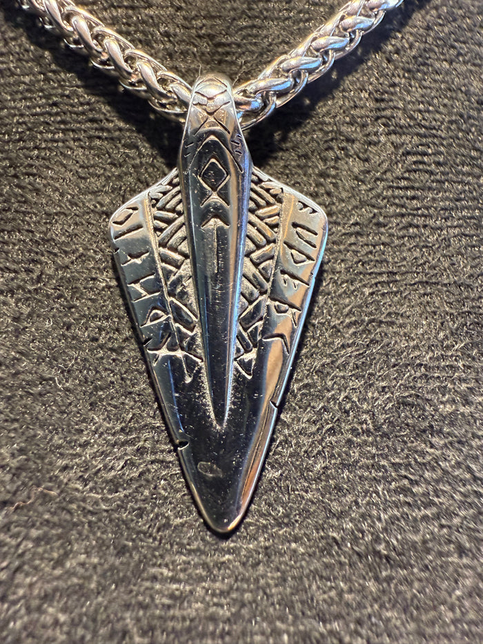 Titanium Rune Arrowhead Pendant & Necklace
