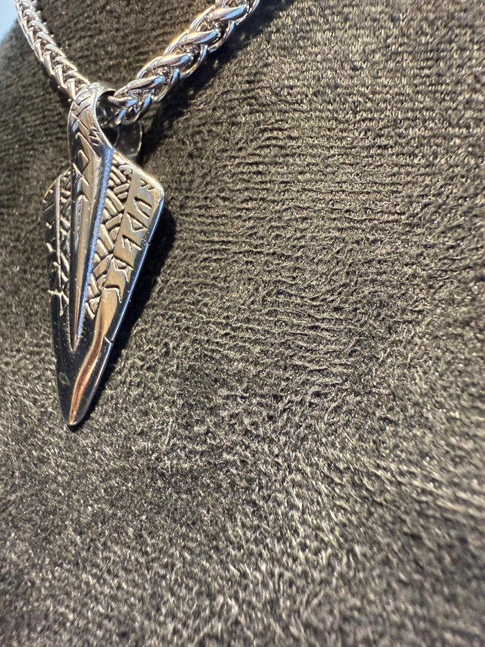 Titanium Rune Arrowhead Pendant & Necklace
