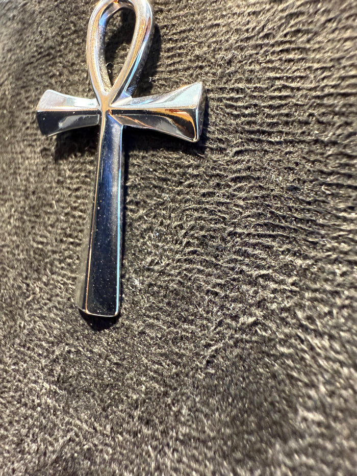 Silver Titanium Ankh Pendant & Necklace Set