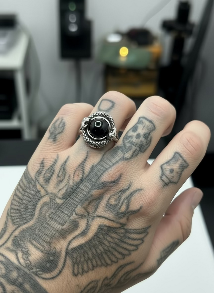 Double Snake Knot Stone Ring
