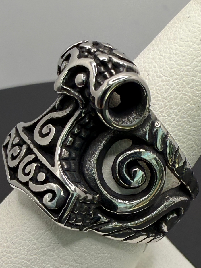 Titanium Ancient Scroll Mjolnir Ring