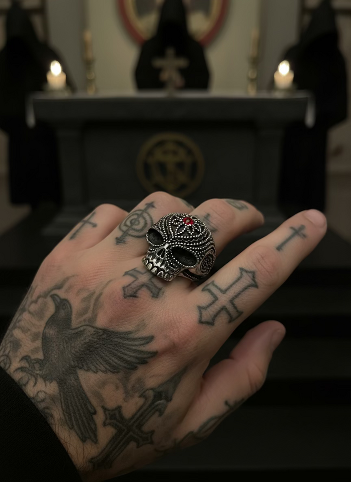 Titanium Sugar Skull Ring