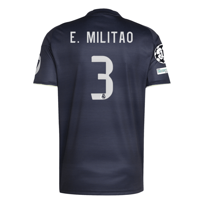 adidas É. Militão Real Madrid 25/26 Away Jersey w/ Champions League Patches (Legend Ink) | SoccerWearhouse