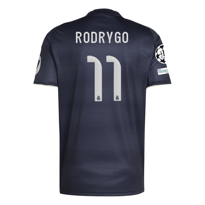 adidas Rodrygo Real Madrid 25/26 Away Jersey w/ Champions League Patches (Legend Ink) | SoccerWearhouse