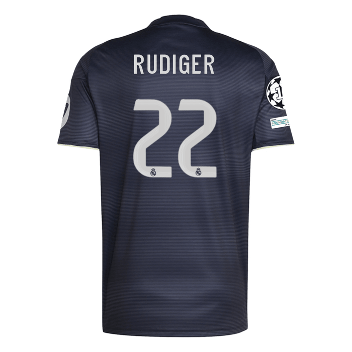 adidas Rüdiger Real Madrid 25/26 Away Jersey w/ Champions League Patches (Legend Ink) | SoccerWearhouse