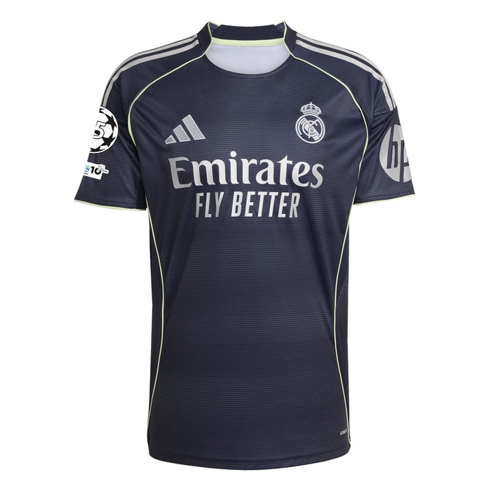 adidas Kylian Mbappé Real Madrid 25/26 Away Jersey w/ Champions League Patches (Legend Ink) | SoccerWearhouse