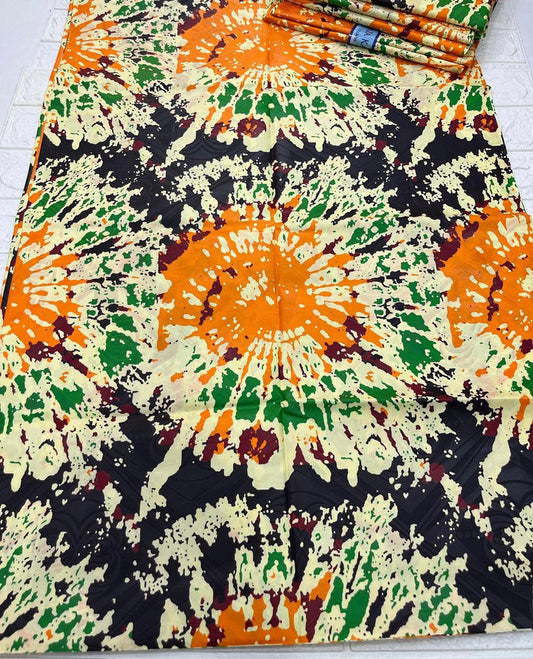 Adire brocade tie dye adire fabric sold by yard, kampala fabric for craft sewing 010