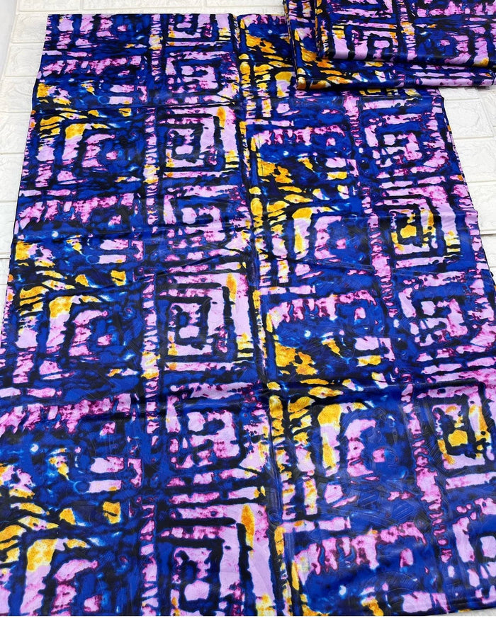 Adire brocade tie dye adire fabric sold by yard, kampala fabric for craft sewing 005