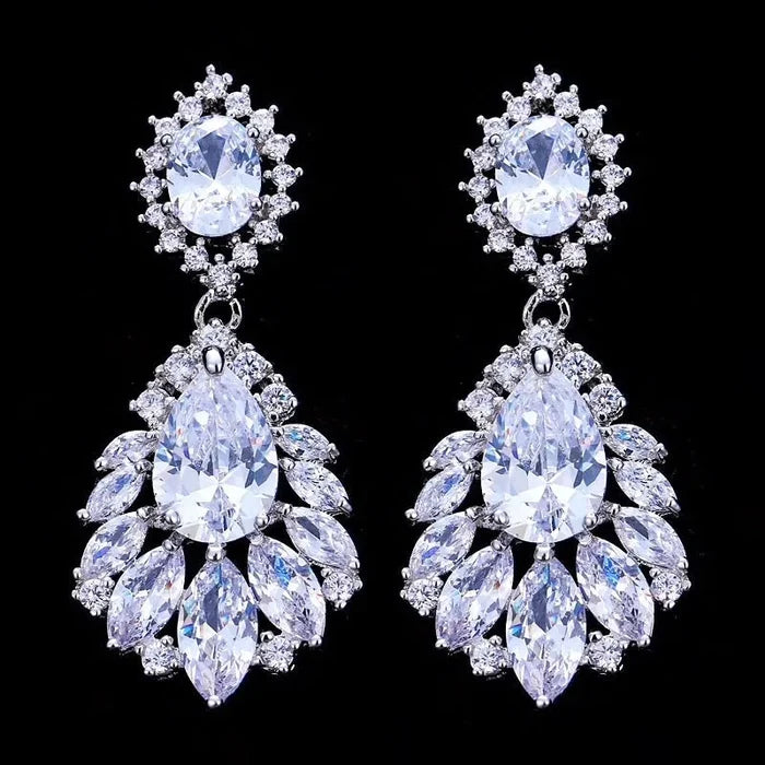 Wedding Jewelry - Silver Cubic Zirconia Bridal Earrings - More Colors