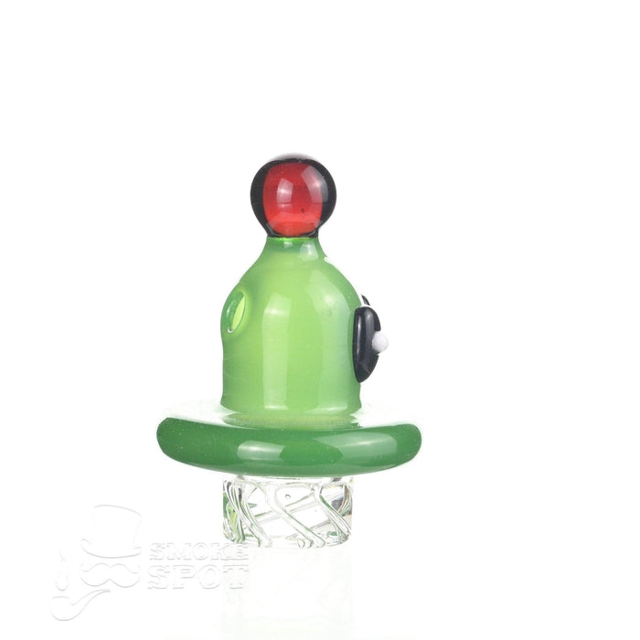 Side view of AFM Alien Spinner Cap Green glass carb cap - Smoke Spot Smoke Shop