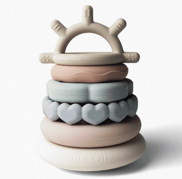 Ali+Oli Silicone Stacking Ring Sensory Tower Toy 6pc
