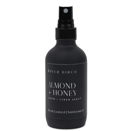 Almond + Honey - 4 oz Black Glass Room + Linen Spray