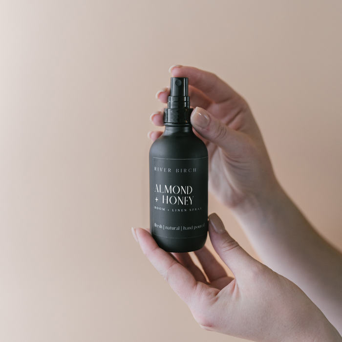 Almond + Honey - 4 oz Black Glass Room + Linen Spray