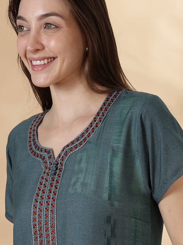 Alpine Floral Nightdress for Women A Line Lagoon