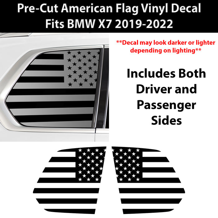 Quarter Window American Flag Vinyl Decal Stickers Fits BMW X7 2019 - 2025 - Bogar Tech Designs